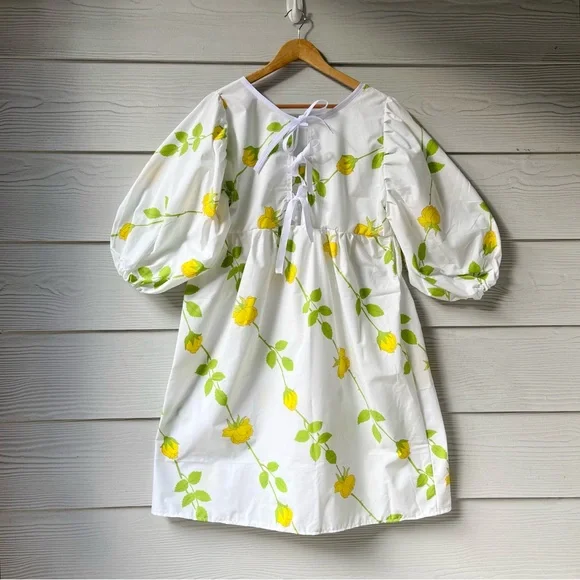 Christian Dior | Handmade Vintage Christian Dior Yellow Roses Dress SKU 07066 - Picture 3 of 15